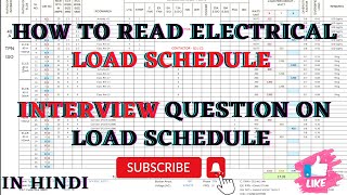 How to Read Electrical Load Schedule | Interview Question on Load Schedule