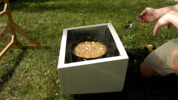 Solar cooking: Chicken stew with TV Fresnel lens