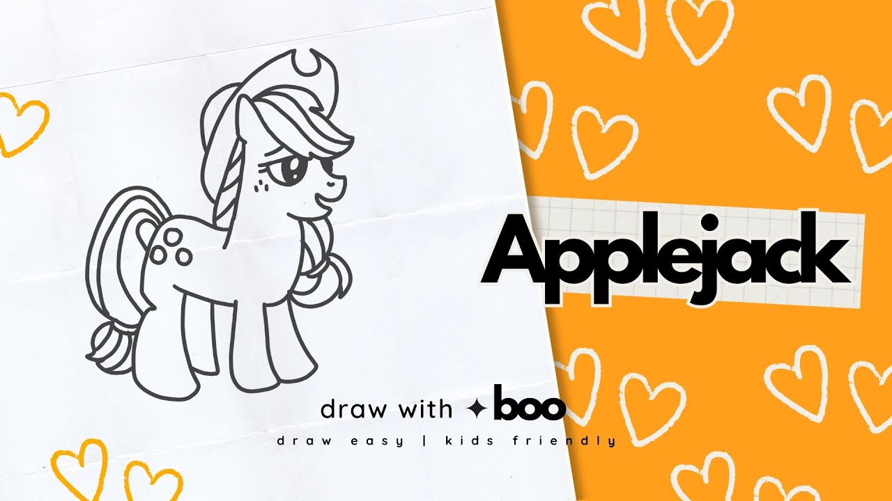 How to Draw a APPLEJACK 🍎🐴 My Little Pony | Easy doodle Tutorial for ...