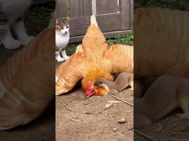 The weasel is attacking the chickens! #funny #shorts #animals #satisfying #trending