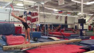 Abbey Karay| Back handspring layout step out, on low beam