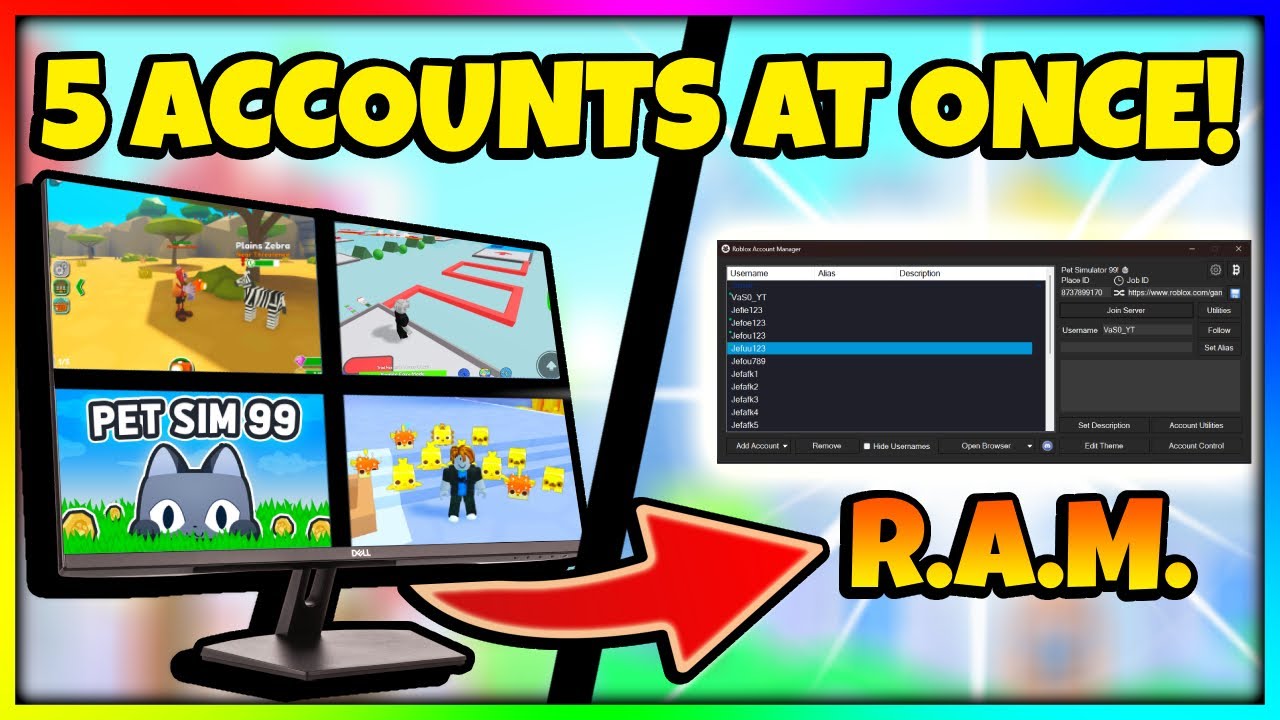 HOW I Play On 5 ACCOUNTS In Pet Simulator 99 Roblox Account Manager How i play on 5 accounts in pet simulator 99 roblox account manager