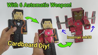 Tony Stark Becomes Ironman mk50 with Automatic shield,Weapon,and more  Cardboard Diy! Infinity war