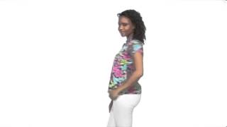 Caribbean Joe - Drama Frog Puff Sleeve Top  SKU: # 8096883