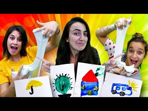 Slime kim yapacak? Ayşe VS Asu Ela parmakla boya Challenge! Eğlenceli video