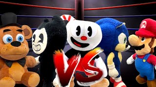 Plush Fighter Freddy Vs Bendy Vs Mario Vs Sonic Vs Cuphead