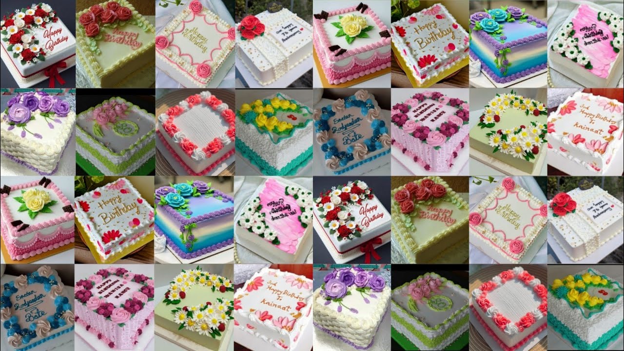 👌⚘️Square shape cake design/cake design for birthday/birthday cake design/square cake