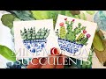 Watercolor Painting Ideas for Beginners /Succulents/Mini Monday Madness #14/ Cactus and Aloe Plant