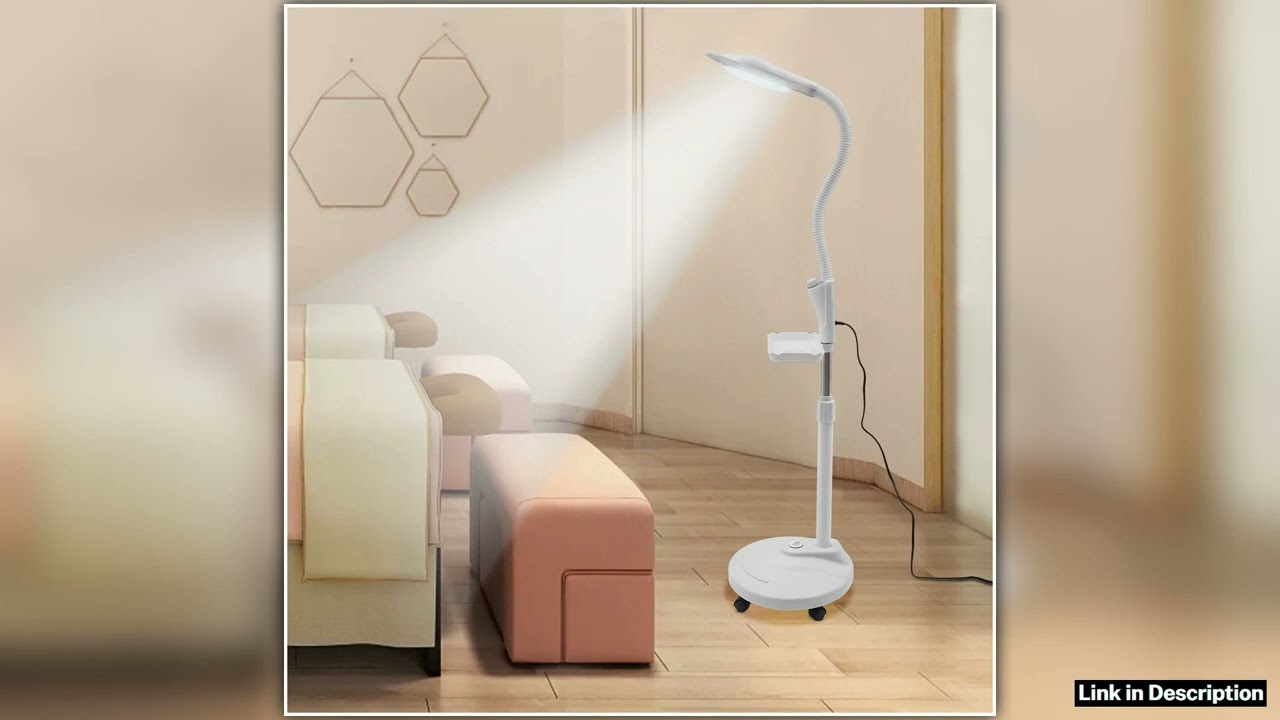 16X Magnifying Lamp with Wheels LED Magnifier Light Height Adjustable Lamp 110V 58W Floor Standing