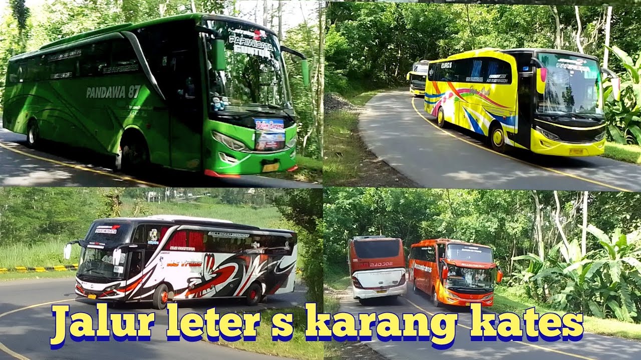 Arus balik PO bus maju berlian berpapasan PO bus Kwantrans di tanjakan karang kates
