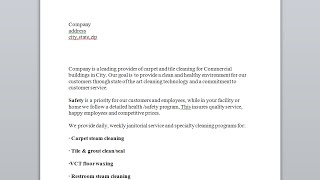 Sample proposal for janitorial services and commercial cleaning estimate