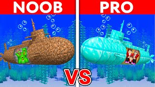 MIKEY vs JJ Family: NOOB vs PRO: SUBMARINE HOUSE Build Challenge in Minecraft screenshot 3