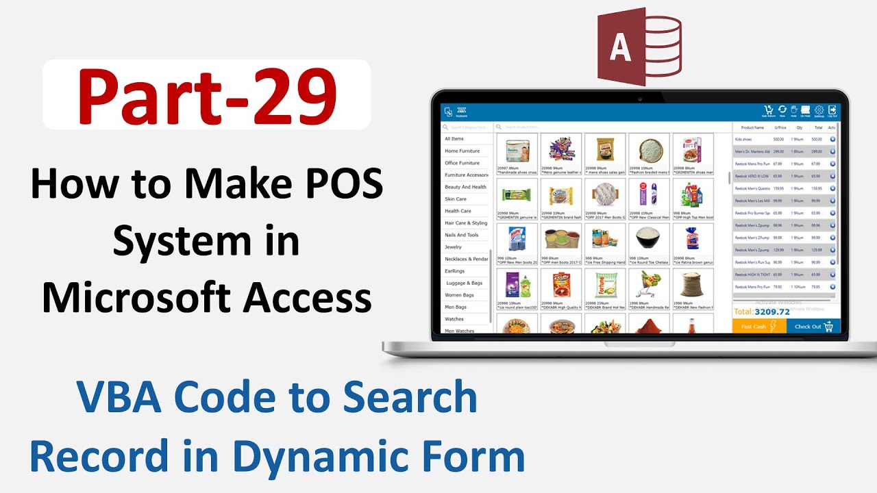 How to Make POS in Microsoft Access Part 29 |VBA Code to Create Search ...