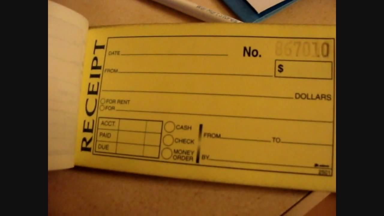 Dj tip, Receipt book