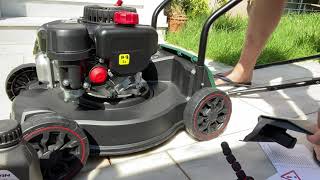Lidl Parkside Petrol Lawnmower PBM132A1 Unboxing, assembling & first start. Grasmaaier/rasenmaher