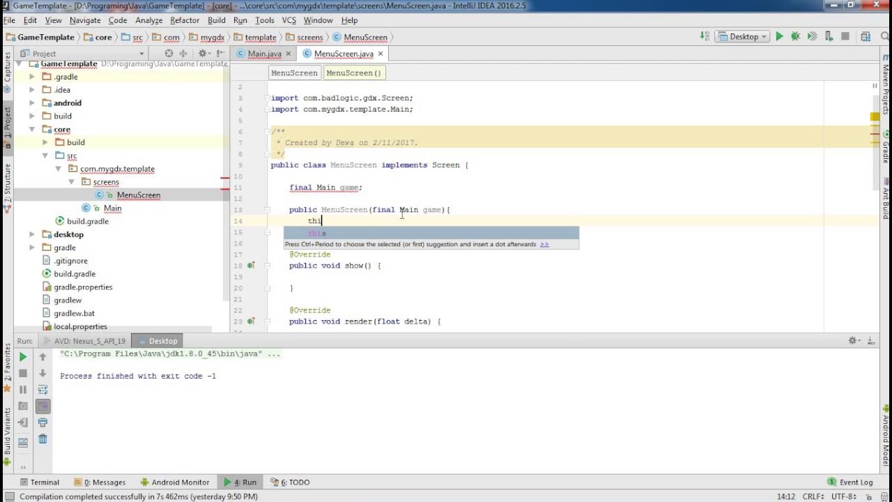 libGDX Java Game Development - Multiple Screen with Game & Screen Class ...