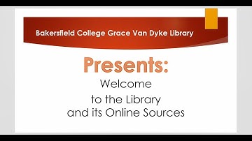 Research 101 : Welcome to the Library and Its Online Sources