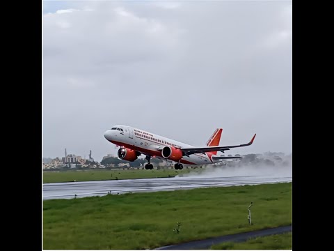 Tata AirIndia A320 Neo Heavy Rainfall Takeoff#shorts