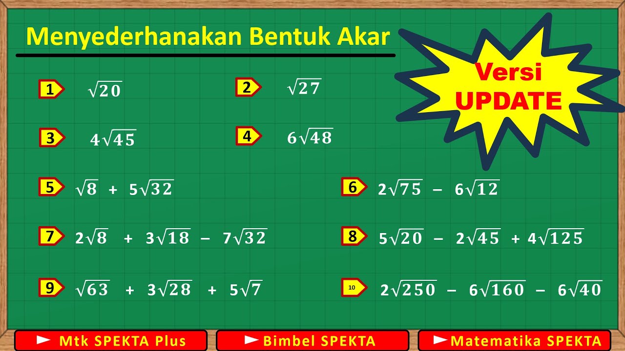 Menyederhanakan Bentuk Akar. Versi Update, dengan Penjelasan yang Lebih Lengkap dan Lebih Detail