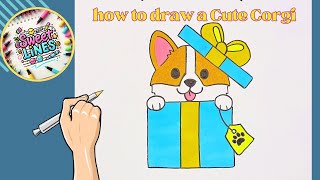 How to Draw a Cute Corgi in a Gift Box – Step by Step Tutorial | how to draw a dog