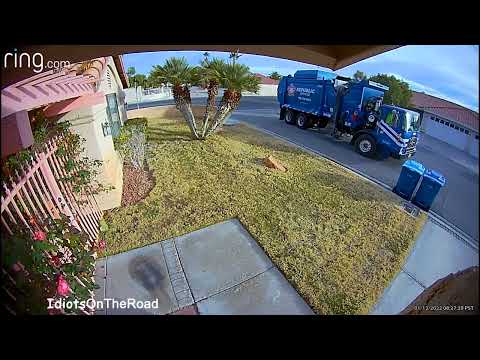 Republic Services trash truck takes out safety bollard and refuses to replace it (Las Vegas)