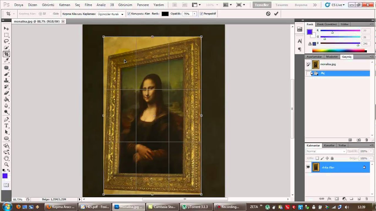 Kirpma Araci Crop Tool Ile Perspektif Kirpma Youtube