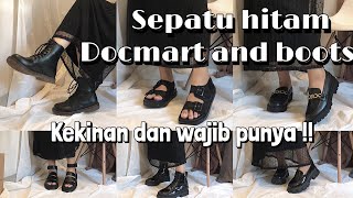 SHOPEE HAUL SEPATU HITAM DOCMART BOOTS RECOMENDASI !!