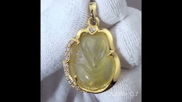 Mặt dây chuyền đá thạch anh tóc vàng tự nhiên bọc vàng 14K (Au58.5%) LUCYJEWELRY