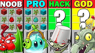 MINECRAFT BATTLE NOOB VS PRO VS HACKER VS GOD CRAFT PLANTS VS ZOMBIES MOD - FUNNY MINECRAFT TROLLING