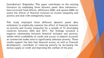 The Contribution of Financial Inclusion in Reducing Poverty and Income Inequality in Developing Coun