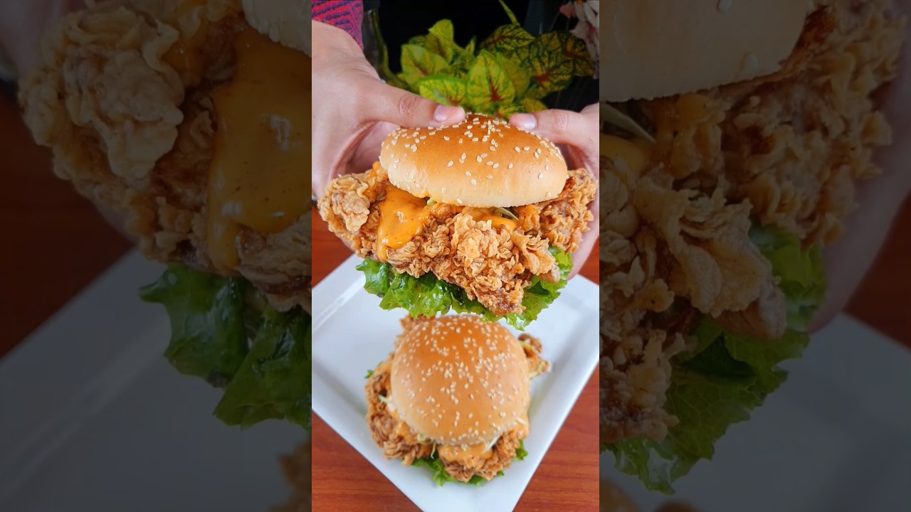 Crispy Zinger Burger Recipe #shorts  #trendingshorts #food