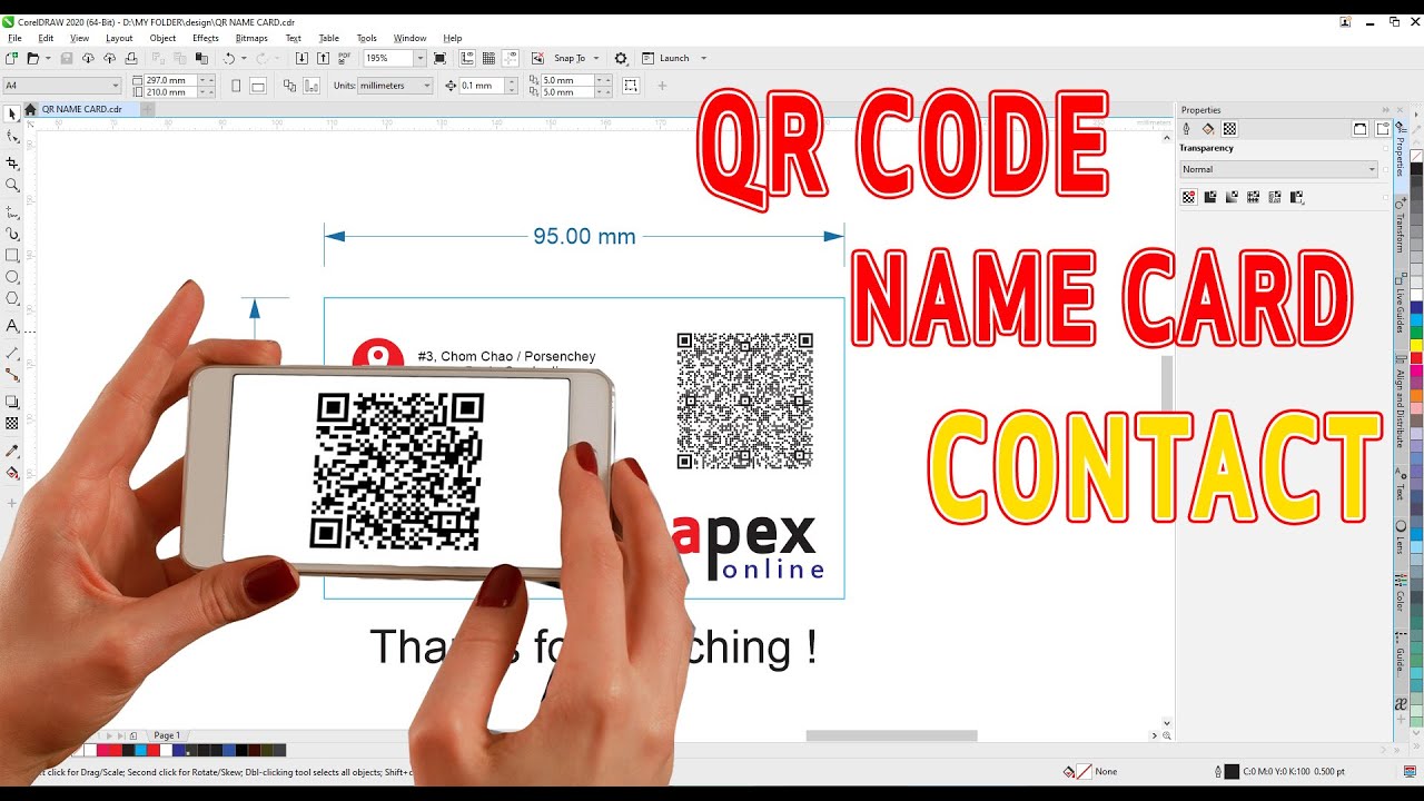 QR Code on Name Card Contact Design - CorelDraw Graphicsuits
