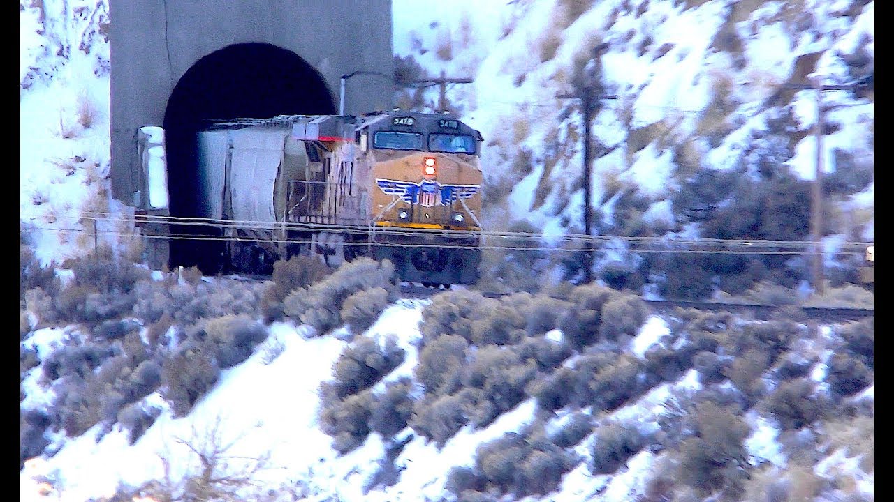 UNION PACIFIC Diesel duo on Reno Salt Lake City run lead hopper cars