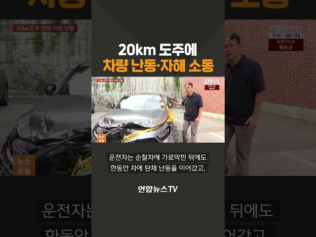 20km 도주에 차량 난동·자해 소동 / 연합뉴스TV(YonhapnewsTV)
