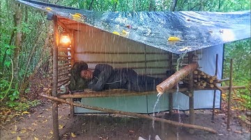 CAMPING HUJAN DERAS || MEMBUAT TEMPAT PERLINDUNGAN SENDIRI SAAT HUJAN - HUJAN