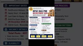 RPSC RAS 2026 Notification Out 🔥 | 607 Vacancies | RAS Pre Exam Date | Complete Details