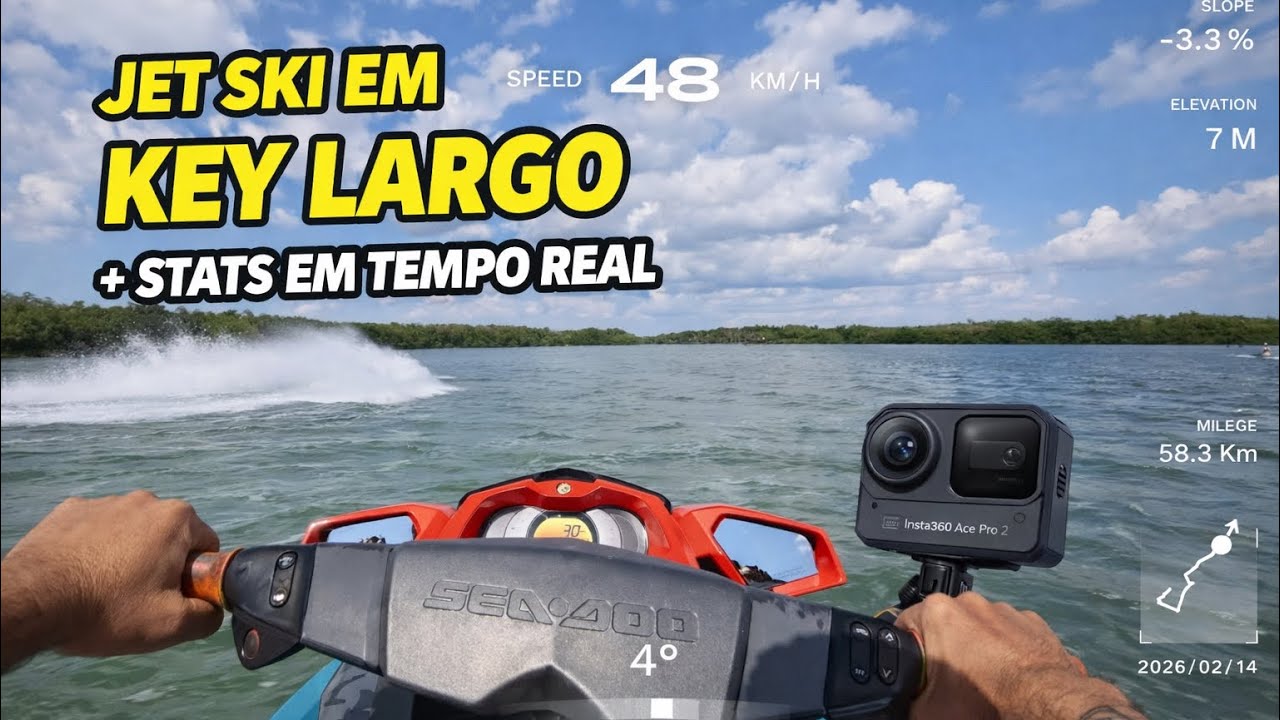 Insta360 Ace Pro 2 mostra TUDO! 📊 Stats em tempo real no Jet Ski em Key Largo