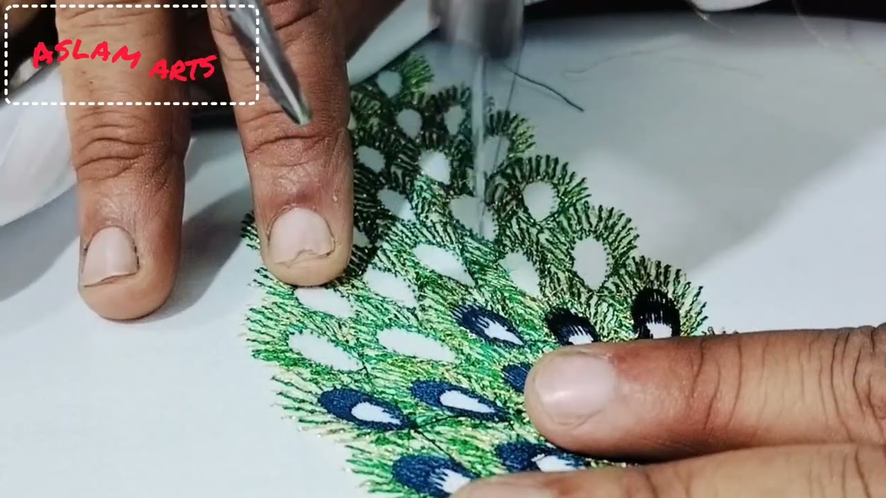 Peacock embroidery with kadhai machine.  Peacock embroidery design for beginners 