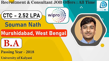 Congrats, Souman | Selected in WIPRO Ltd. | 2.52 LPA | B.A., Passing 2018 | Murshidabad, West Bengal