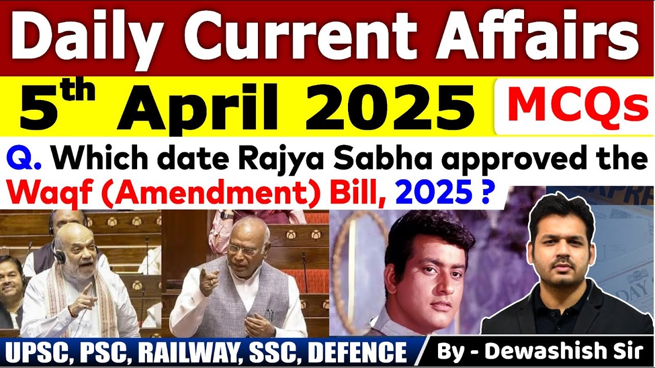 5th April 2025 | Daily Current Affairs MCQs | April Daily Current ...