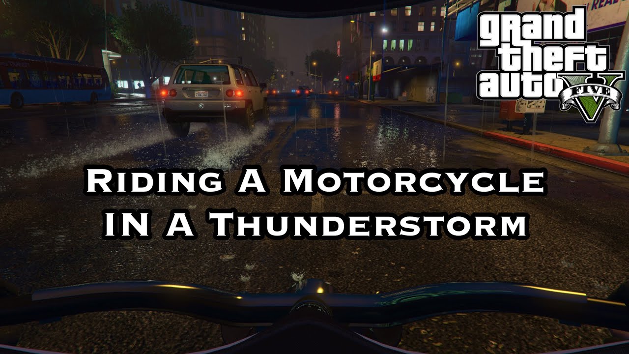 GTA V - Motorcycle Ride At Night In Heavy Rain Around Los Santos For ...