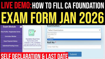 How To Fill CA Foundation Exam Form For Jan 26 | How To Fill CA Foundation Jan 26 Exam Form