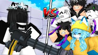 1 PRO vs 10 KNIFE PROS in Roblox Rivals!