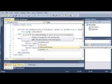 Visual Basic Tutorial 139 Recursion ‏ - YouTube