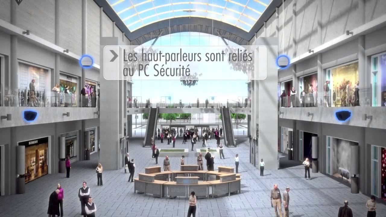 Présentation d'un Système de Sonorisation de Sécurité dans un Centre Commercial en 3D