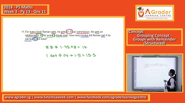 2018 - P5 Maths - Week 3 - Pg 13 - Qns 11 (Grouping Concept - Groups with Remainder (Structured))
