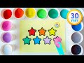 How to draw  sand painting rainbow color stars hearts ribbons and more for kids toddlers