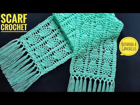Cómo Tejer Bufanda Paso a Paso/How To Crochet Scarf/Cómo Hacer Chalina a Crochet Tutorial/Cachecol