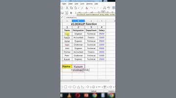 vlookup function in Libreoffice calc #libreofficecalc #Libreoffice #shorts #vlookup