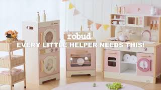 ROBUD Wooden Pink Washing Machine With Dryer WCF49